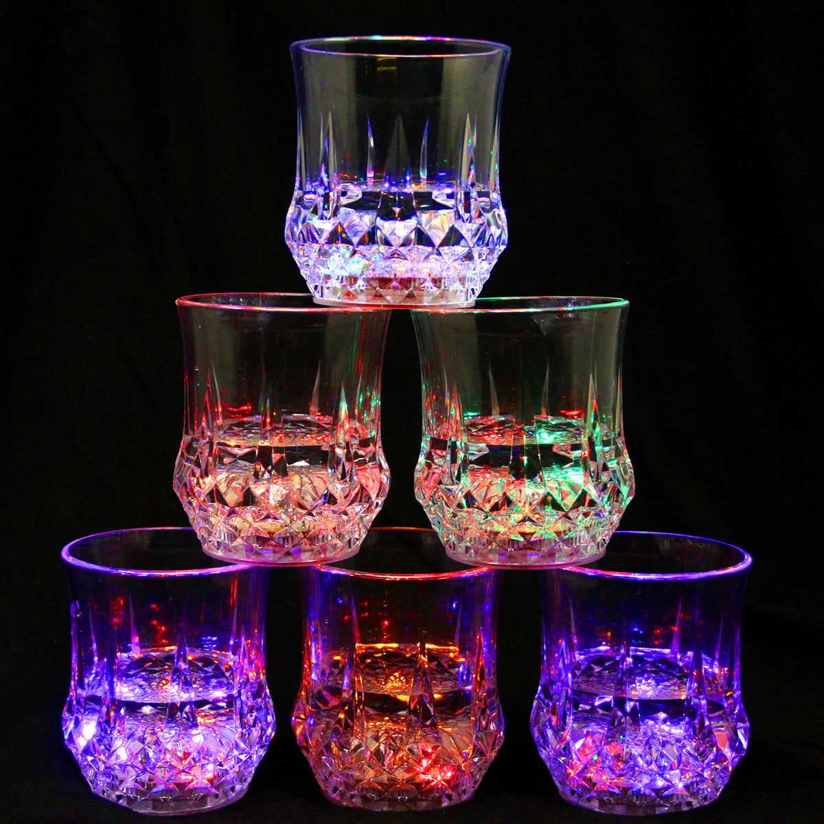 Liquid Activated Multicolor LED Lowball Glasses ~ Fun Light Up Drinkin –  SoThere