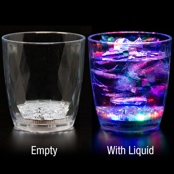 Liquid Activated Multicolor LED Lowball Glasses ~ Fun Light Up Drinkin –  SoThere